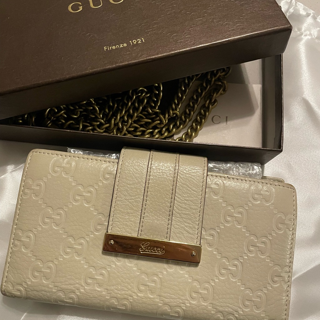 Gucci Cream Leather Long Wallet